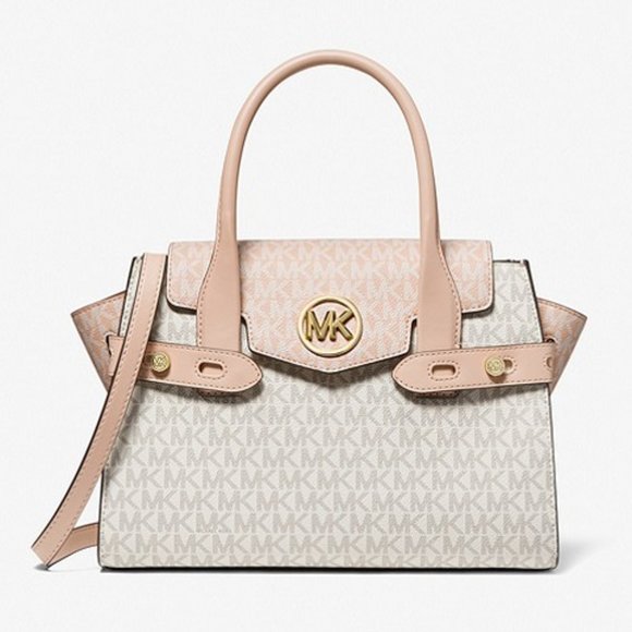 Michael Kors Carmen Medium Color-Block Logo Satchel Crossbody Buff Multi